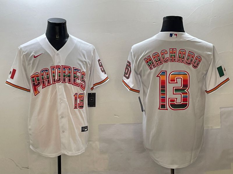 Men San Diego Padres #13 Machado White Fashion 2025 Nike MLB Jersey style 5